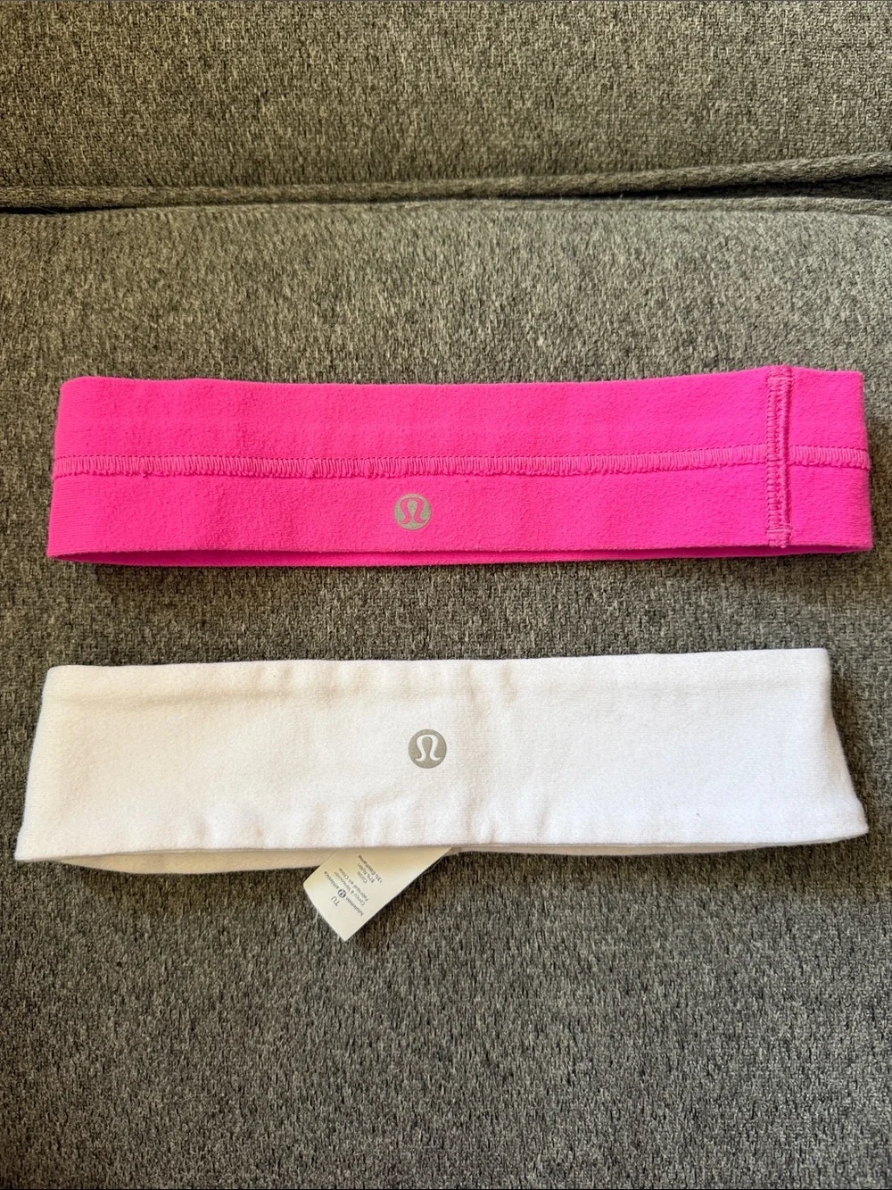 TWO Lululemon Pink and White Headbands